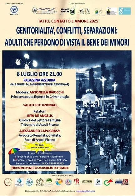 Presso la Palazzina Azzurra conferenza dal titolo "GENITORIALITA', CONFLITTI, SEPARAZIONI: ADULTI CHE PERDONO DI VISTA IL BENE DEI MINORI"