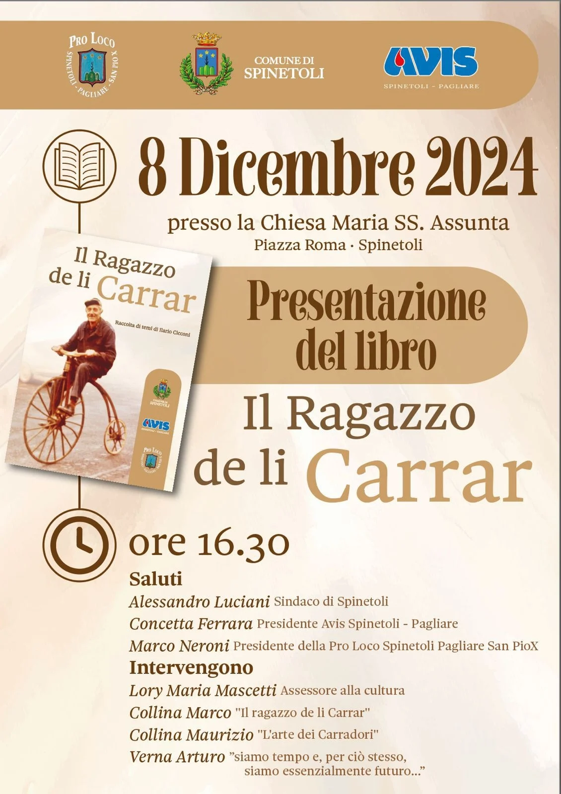 Spinetoli - L’Amministrazione comunale di presenta il libro “Il ragazzo de’li Carrar”