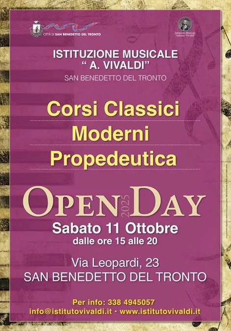 Ripartono i corsi all’Istituzione Musicale “Vivaldi”, open day sabato 11 ottobre
