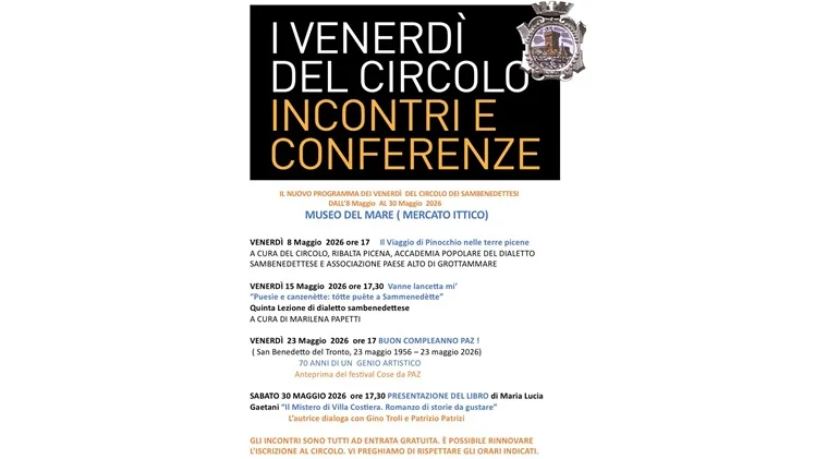  Il Circolo dei Sambenedettesi rende noto il programma di Maggio 2026