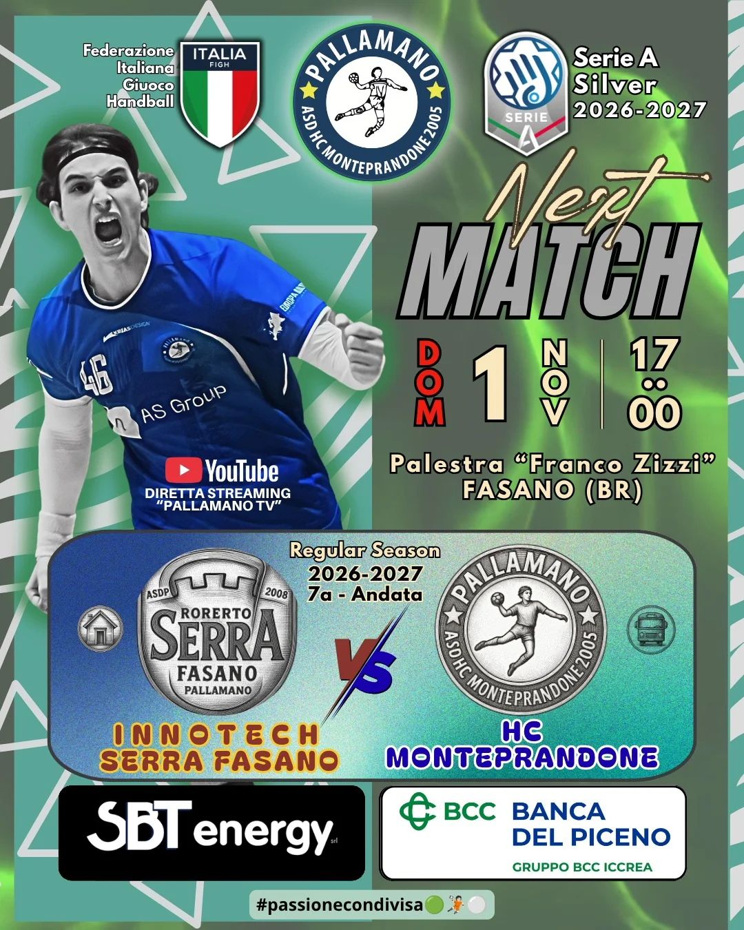 Serie A Silver, HC Monteprandone, domenica trasferta in Puglia