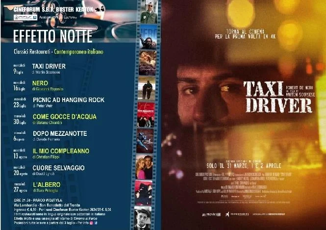 Cineforum Sbt Buster Keaton : EFFETTO NOTTE terza edizione, mercoledì 9 luglio TAXI DRIVER di M.Scorsese