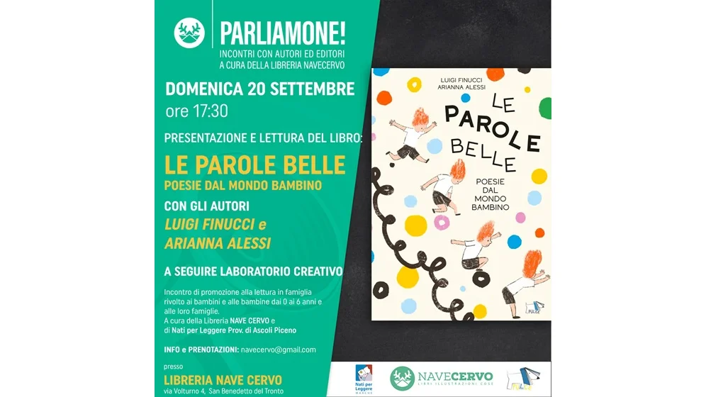 DOMENICA 20 SETTEMBRE PRESENTAZIONE E LETTURA DEL LIBRO ”LE PAROLE BELLE - POESIE DAL MONDO BAMBINO”