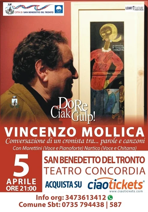Presso il Cineteatro Concordia "DoReCiakGulp - Conversazione di un cronista tra parole e canzoni" a cura di Vincenzo Mollica