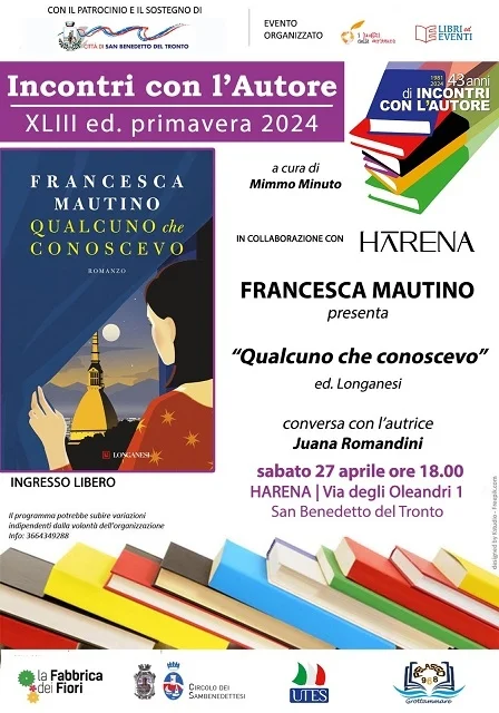 San Benedetto, Francesca Mautino presenta il suo libro d'esordio ”QUALCUNO CHE CONOSCEVO”