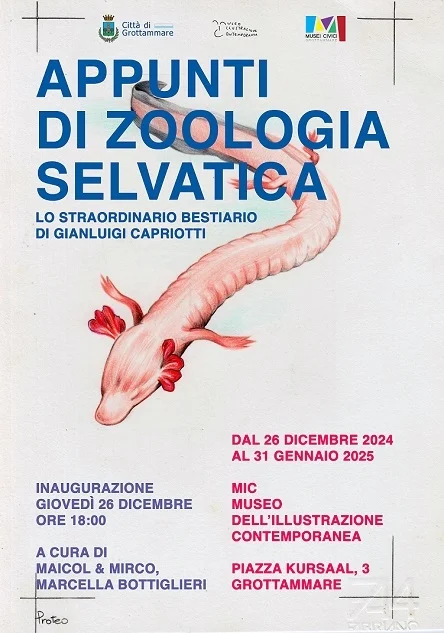 Grottammare, dal 26 dicembre'24 al 31 gennanio '25 mostra "Appunti di zoologia selvatica" di Gianluigi Capriotti