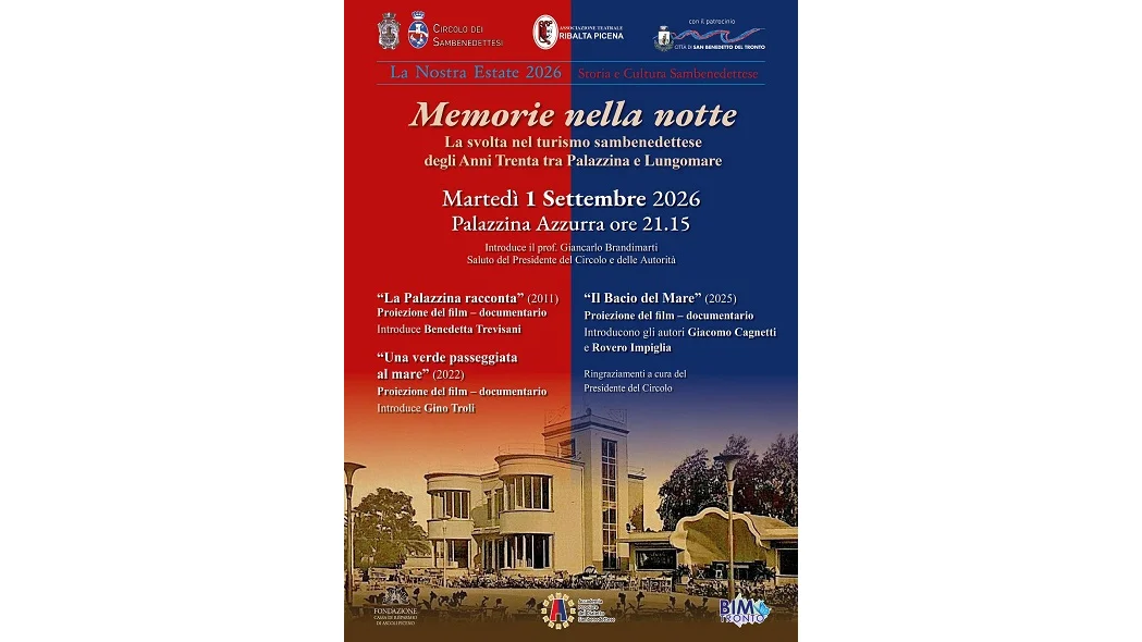 Martedì 1 settembre alla Palazzina Azzurra "Memorie nella notte"
