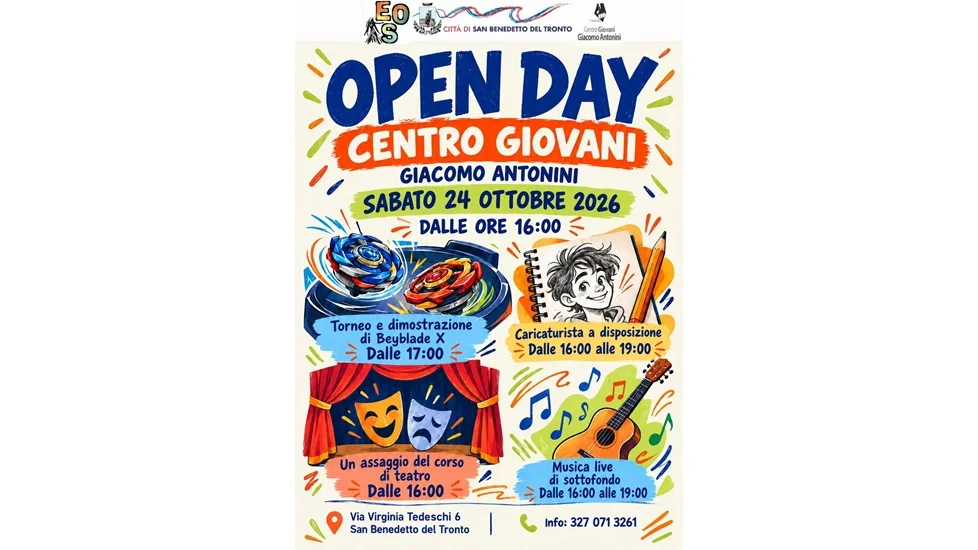 Open Day sabato 24 ottobre al Centro Giovani “Giacomo Antonini”