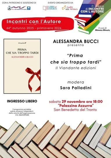Alessandra Bucci presenta a San Benedetto il romanzo storico "Prima che sia troppo tardi"