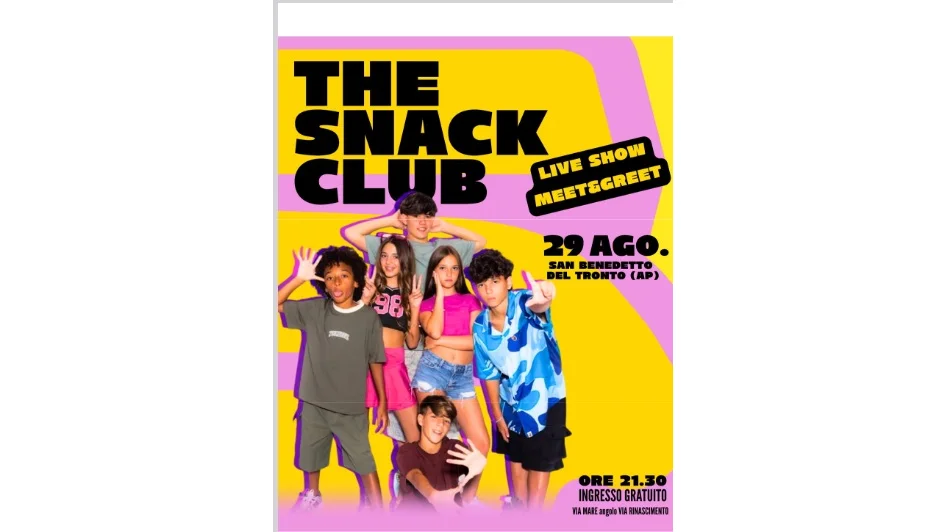 Sunbeach weekend, sabato 29 "The Snack Club" alla rotonda di Porto d’Ascoli