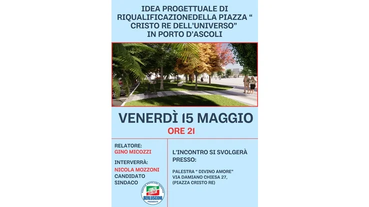Venerdì 15 maggio incontro "Idea progettuale di riqualificazione della piazza Cristo Re dell'Universo in Porto d'Ascoli"