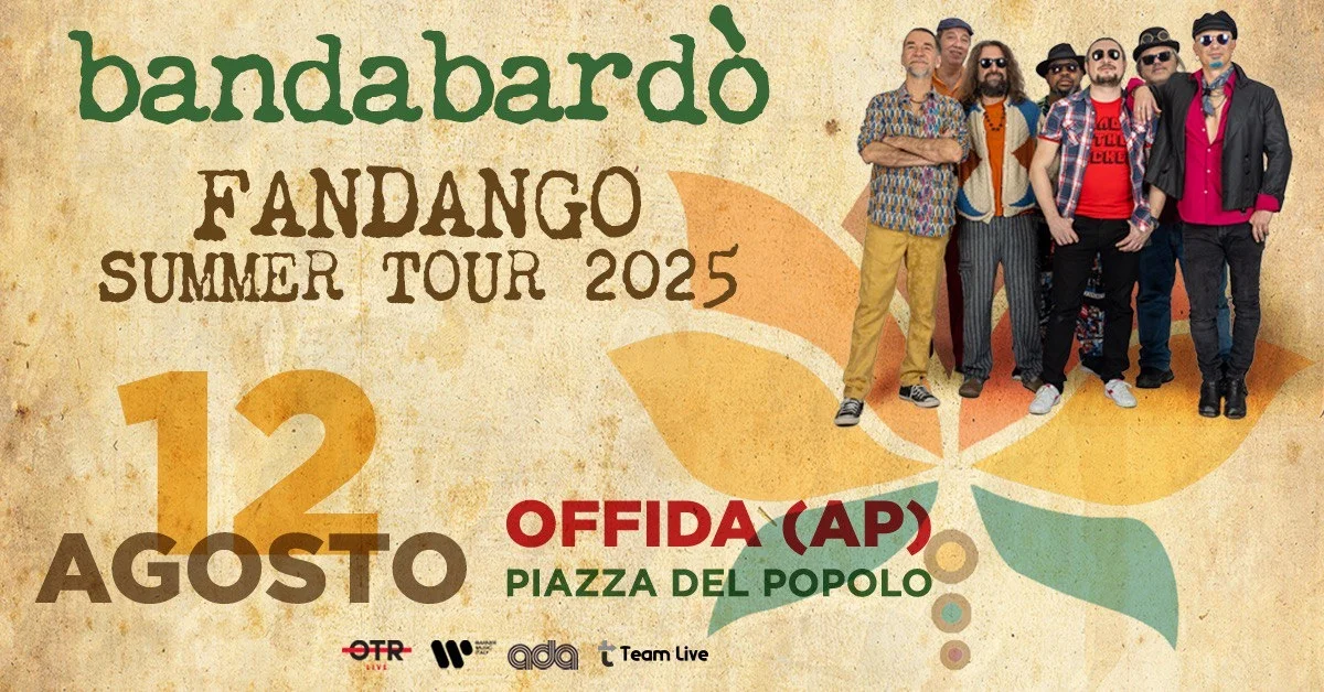 La Bandabardò in concerto a Offida: il 12 agosto musica e festa in Piazza del Popolo