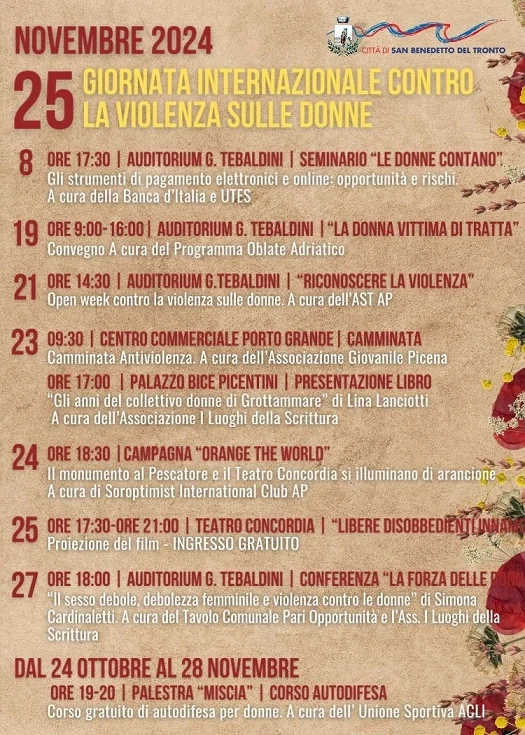 A San Benedetto novembre è il mese della lotta alla violenza di genere